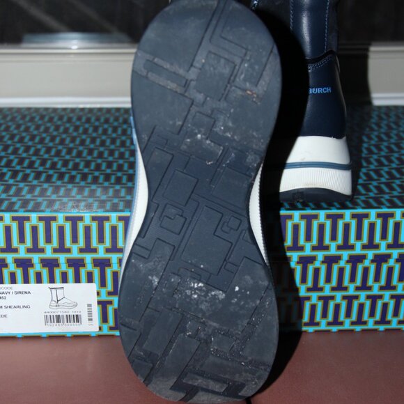 Tory Burch Gemini Link Leather Platform Shearling Boot Navy/Sirena ; Size 11 - Picture 9 of 10